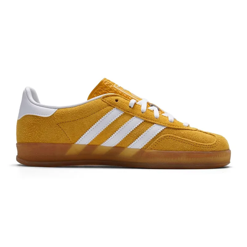 Фото Женские кроссовки Adidas Originals KH6037 желтого цвета из ткани в стиле ретро с тремя полосками, низкие, на резиновой подошве, повседневные, для скейтбординга №3