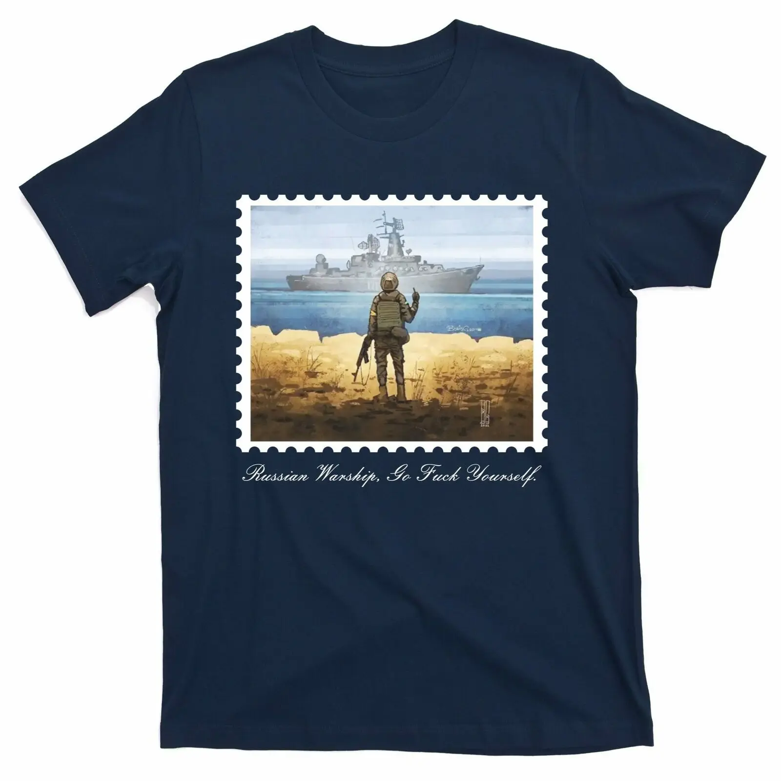 

Ukraine Stamp Russian Warship Go F Yourself Island Of Heroes Ukrainian T-Shirt