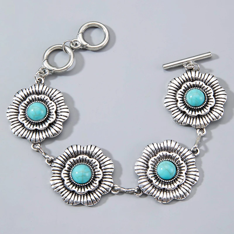 Tocona Ventage Модный Цветочный браслет для женщин девушек этнический стиль синий