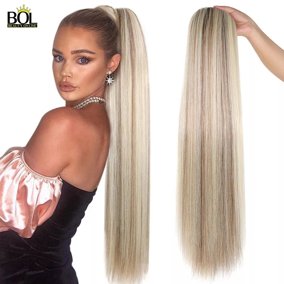 BOL Synthetic Straight Ponytail Hair Extensions for Women Natural Hair Clip in Curly Ponytails 30Inch Drawstring Ponytail False
