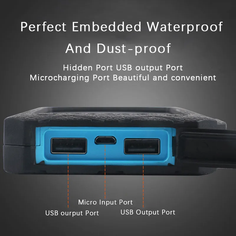 50000mah waterproof solar power bank high capacity mobile phone cigarette lighter charging sos outdoor emergency free global shipping