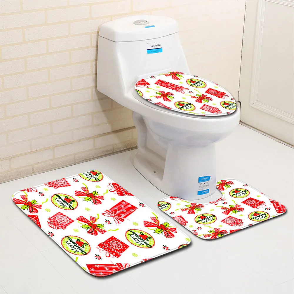 

Все виды подарков, Рождественский коврик для ванной, пейзаж из трех частей для туалета