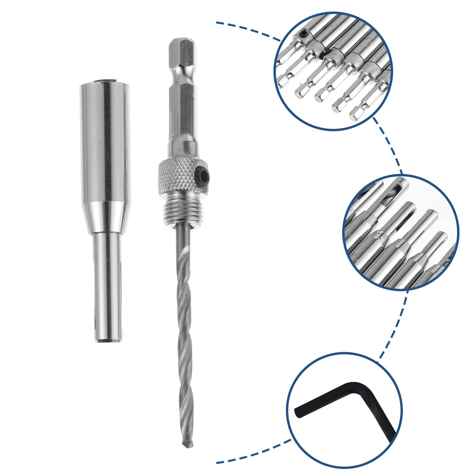 

7pcs Hexagonal Handle Drill Bit Woodworking Hole Puncher Reamer with 1pc Wrench