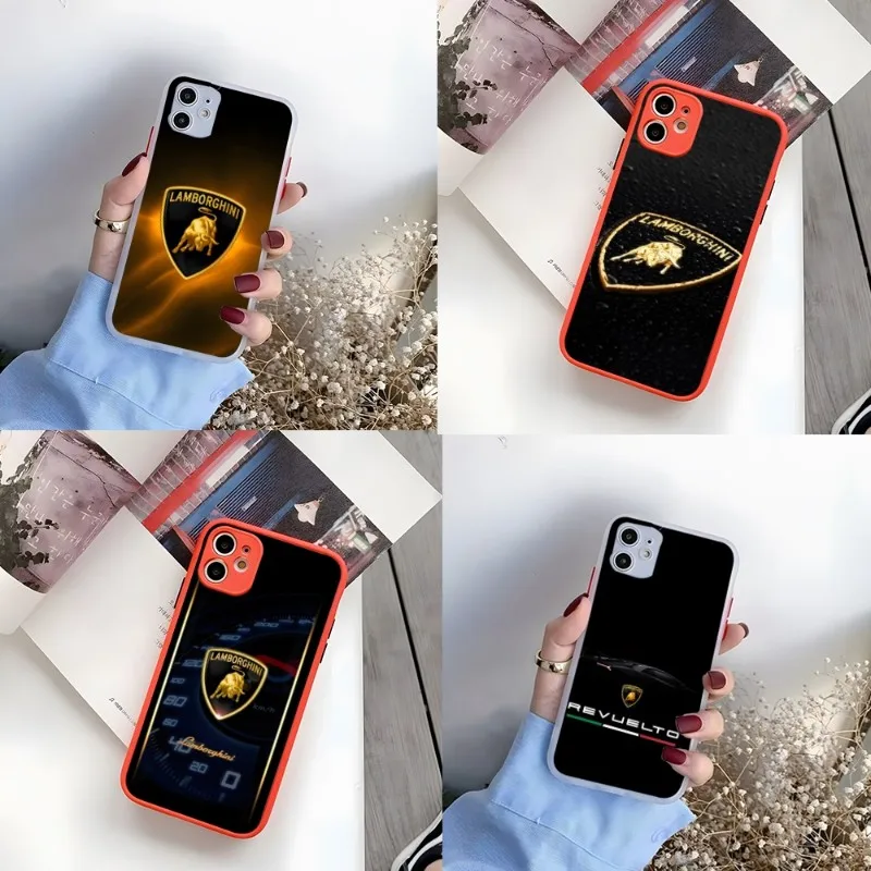 

Чехол для телефона Supercar Lamborghini, белый и красный для Iphone 14 Pro Max 13 Mini 1112 Is2022and2023 Plus, чехол для телефона