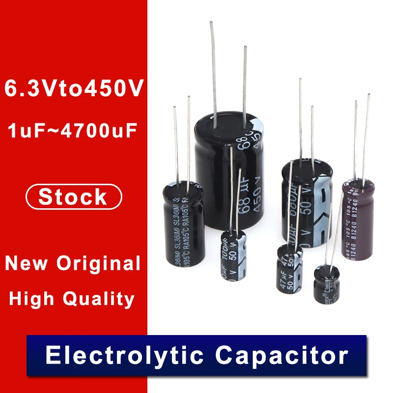 

50PCS/Lot New Aluminum Electrolytic Capacitors 16V 25V 50V 1UF 2.2UF 3.3UF 4.7UF 10UF 22UF 33UF 47UF 100UF 220UF 330UF 470UF