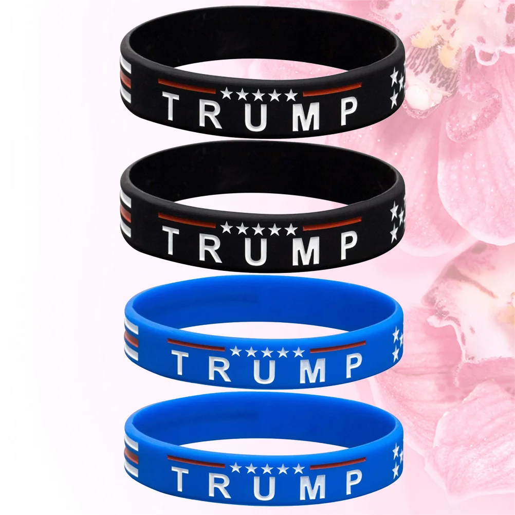 Силиконовый браслет с флагом Трампа 4 шт./1 упаковка президентскими выборами для