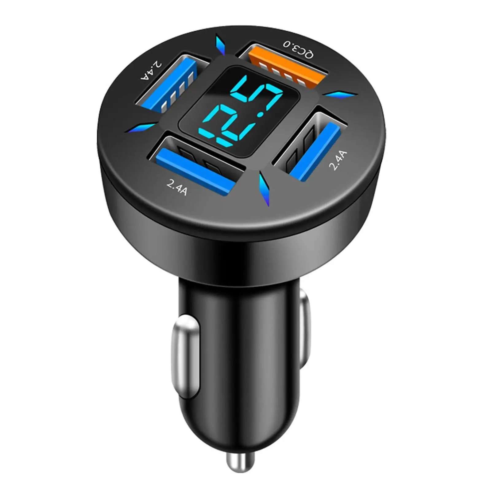 

4 Port USB Fast Charging Intelligent Car Phone Charger LED Display QC3.0 Cigarette Lighter Car Adapter For IPhone Xiaomi Samsung