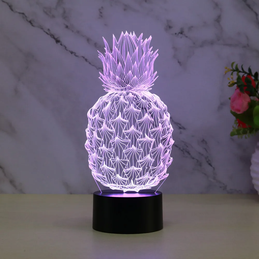 

Colorful Pineapple Night Light Fruit 3D Illusion Lamp for Room Decoration Table Sleeping Touch Light LED Neon Lights Child Gifts