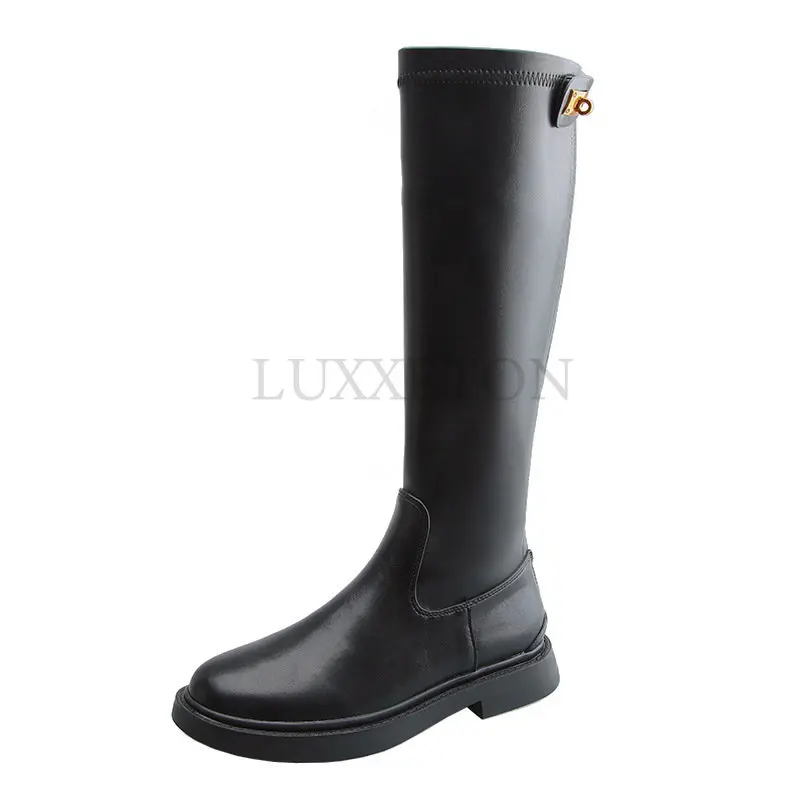 

Thigh High Boots Women Fashion Shoes Elegant Medium Heel Round Toe Long Botas Ladies Shoes Designer Knee High Boots Footwear