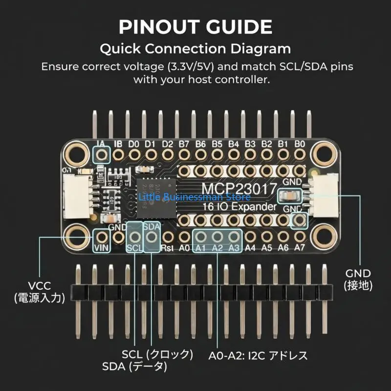 Фото MCP23017 Плата расширения I2C с контактным текстом для электромонтажных работ M76A №2
