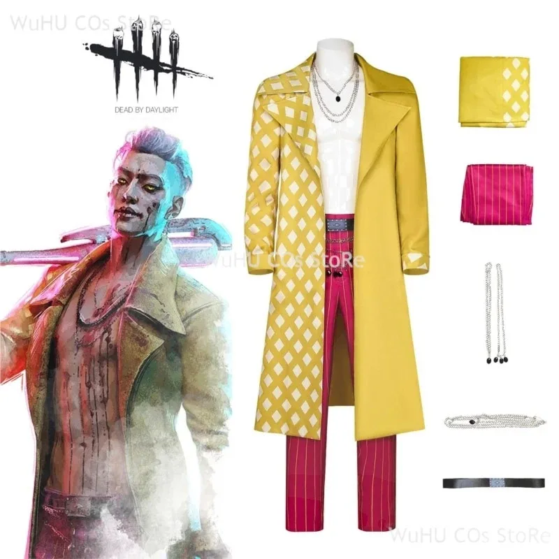 Фото Костюмы TrickSter Giegie Ha Ji-won, униформа, игра Dead Daylight, ролевая игра, мужское желтое пальто для Хэллоуина, косплея; 6,r'8;p' №3