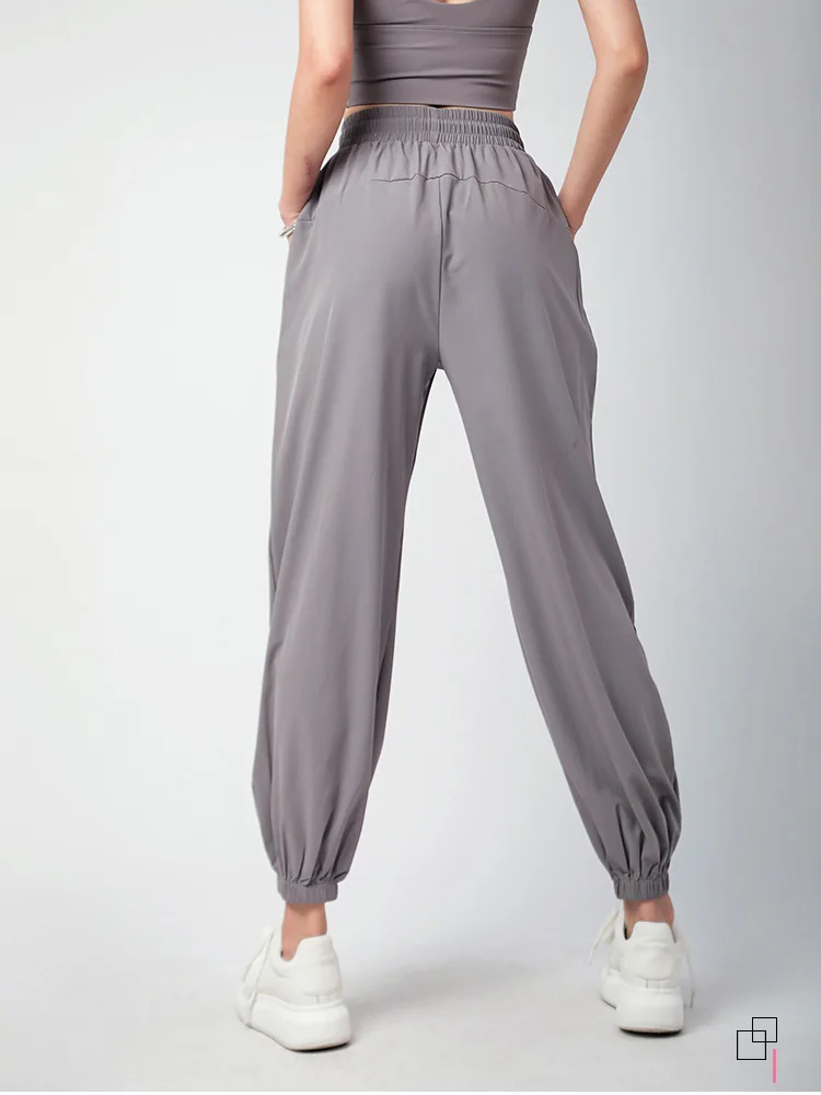 Women's Sports Pants Loose Spring Autumn Running Yoga Tracksuit Trousers Pocket Fitness Solid High Waist Cargo Jogging Pants