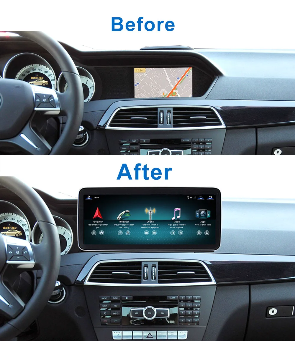 Автомобильный мультимедийный плеер Qualcomm Android 13 для Mercedes Benz C W204 C200 260 300 2011 до 2013