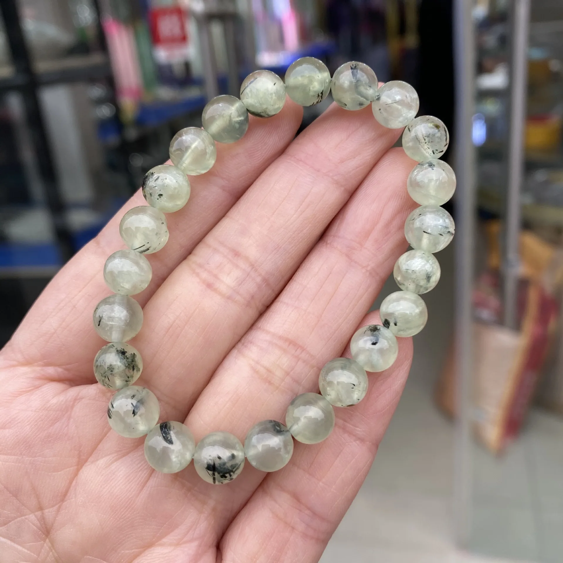 

Prehnite Bracelet Natural Grape Stone Elastic Bead Bracelets Size 6/8/10/12mm Gift to Women's Handmade Gemstone Jewelry Men