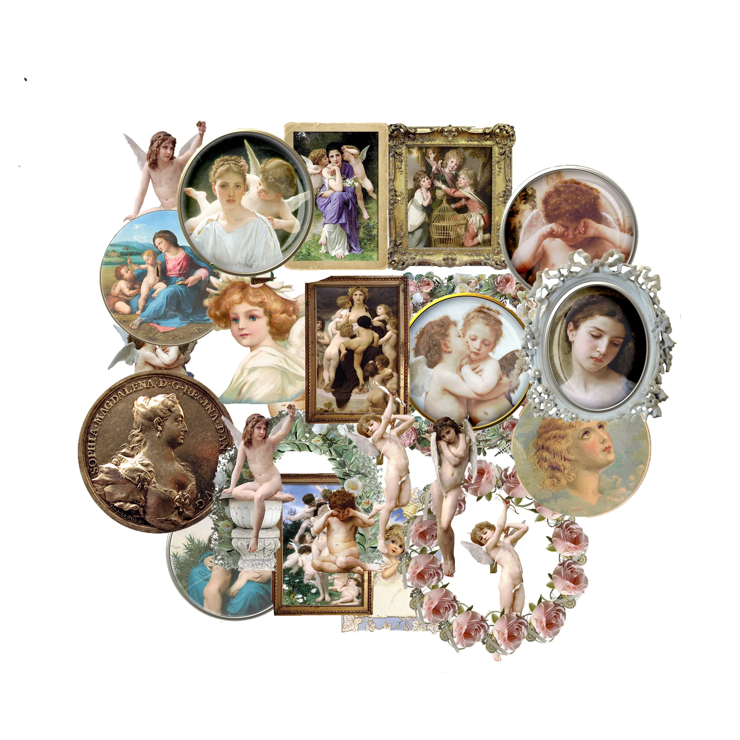 

24Pcs/Pack Vintage Palace Angel Stickers Crafts and Scrapbooking Stickers Kids Book Decorative Sticker DIY Stationery