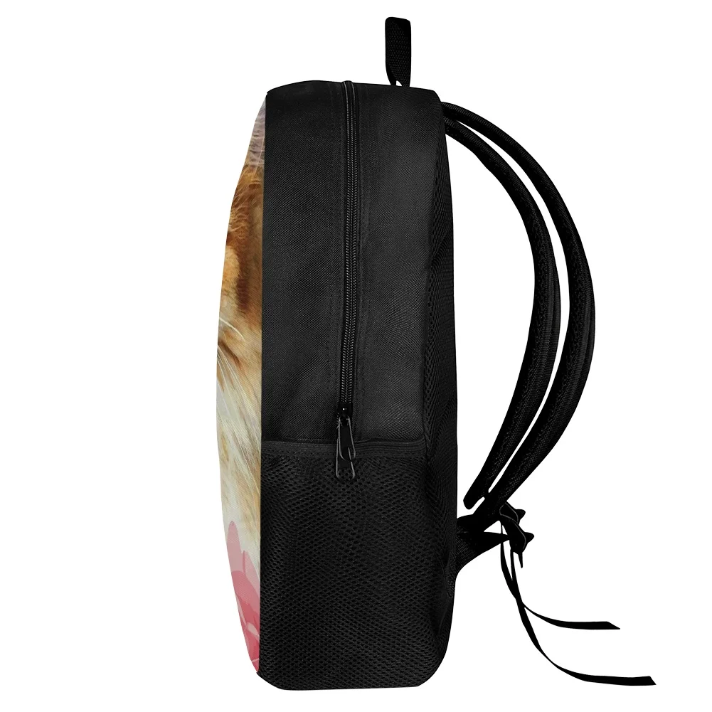 FORUDESIGNS 3D Orange Cats and Flowers Print School Bag for Teenager Girls Boys Large-capacity Backpack Children Kids Book Pack