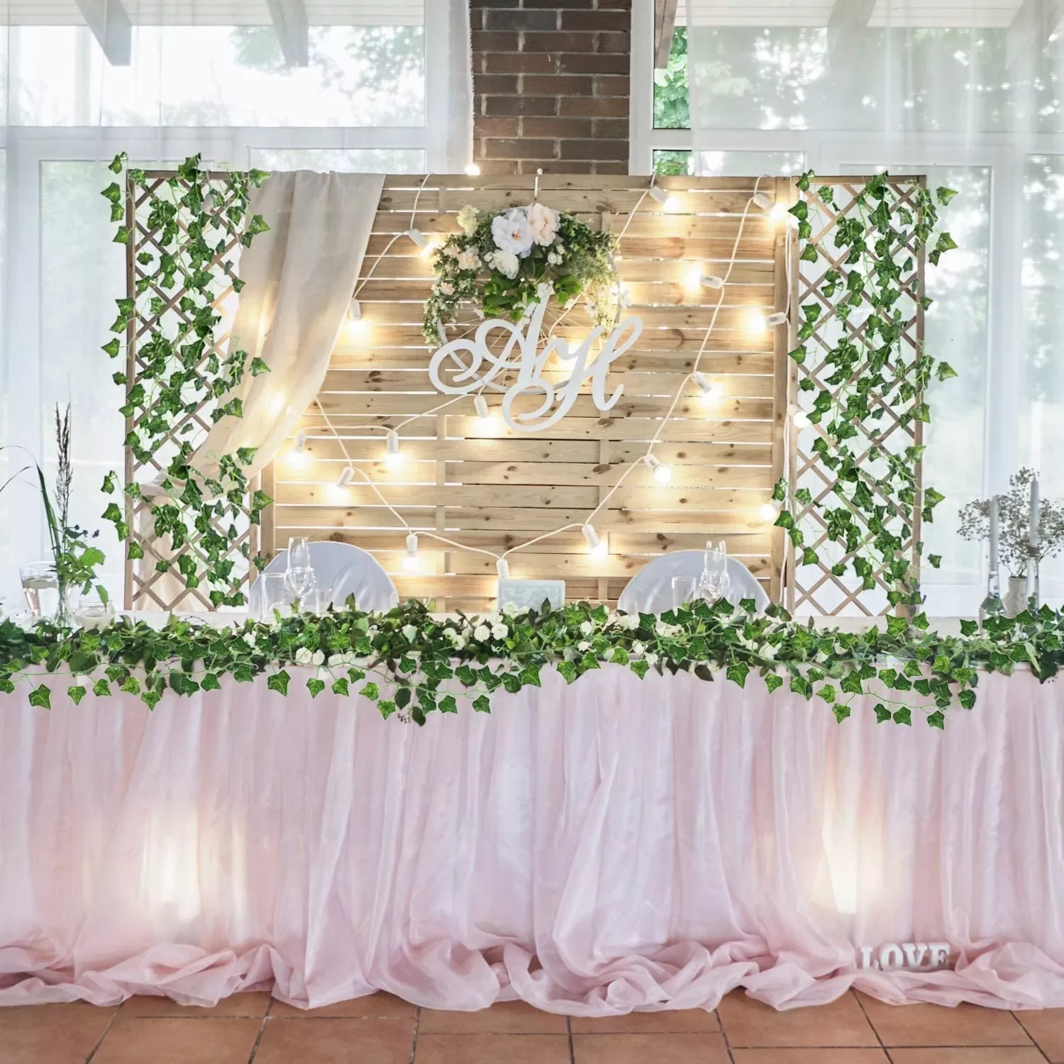 

Artificial Plants Decoration Vine False Flowers Ivy Leaf Hanging Garland Wedding Party Home Bar Garden Wall Outdoor Decor