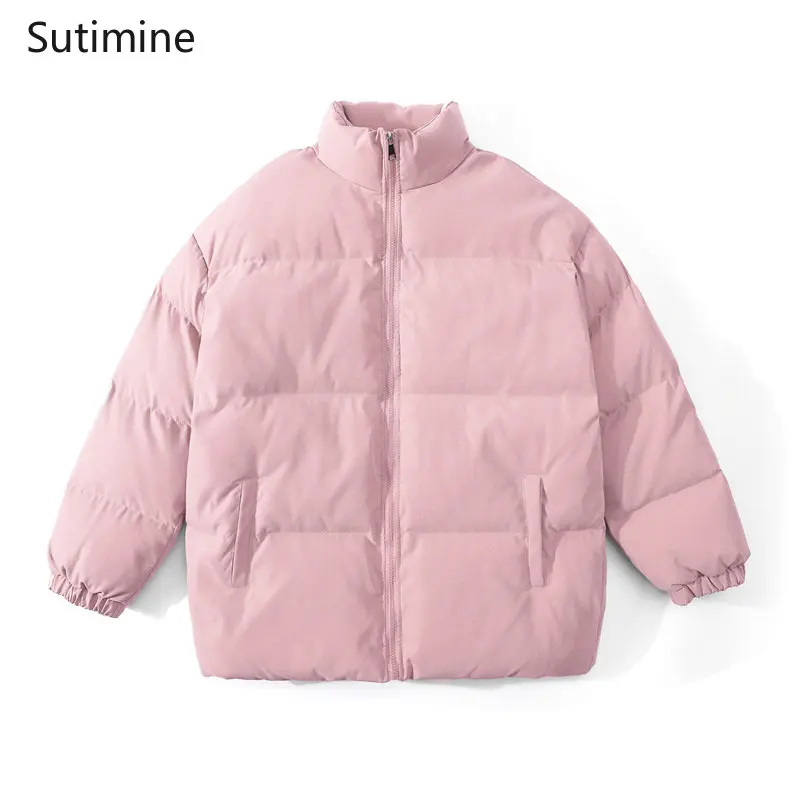 Winter Coat Men Casual Stand Collar Cotton Coat Men's Pure Color Simple Thick Cotton Padded Jacket Warm Coat Printing Coats Men