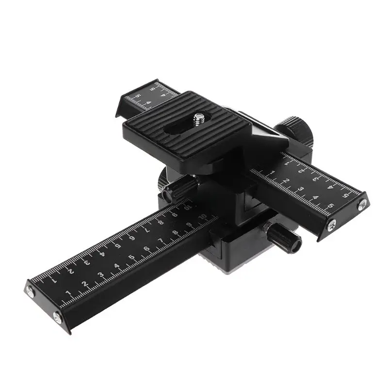 

20CB 4-way Macro Instrument Focusing Rail Slider 1/4" Screw DSLR Camera Shooting Accessories Black for Canon Nikon