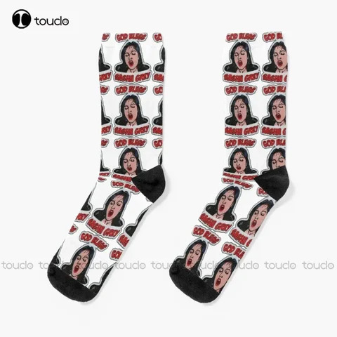God Bless Sasha Sasha Grey Socks Забавные носки для женщин Мода Творческий отдых Забавное искусство Абстрактная живопись маслом Носки Забавные