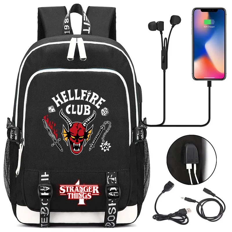 

Stranger Things Season 4 Backpack Boys for School Girls Backpack Usb Charging Men Bag Student Rucksack Large Capacity Travel Bag