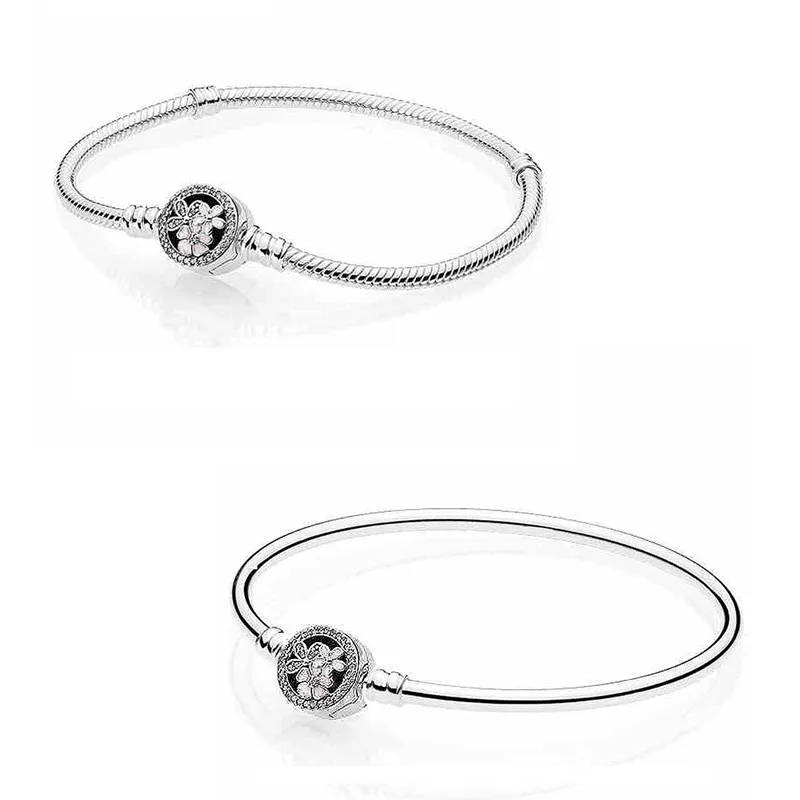 

Authentic 925 Sterling Silver Moments Poetic Blooms Clasp Snake Chain Bracelet Bangle Fit Bead Charm Diy Fashion Jewelry