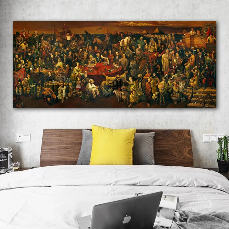 

Famous Discussing Divine Comedy Oil Painting on Canvas Artwork Posters and Print Cuadros Wall Art Picture for Living Room Decor