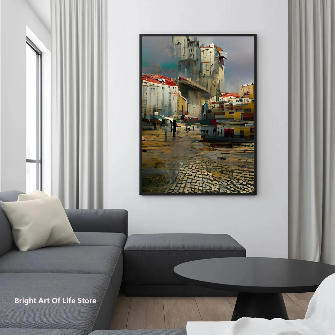 Лиссабон город Португалия городской пейзаж поп-арт красочная печать