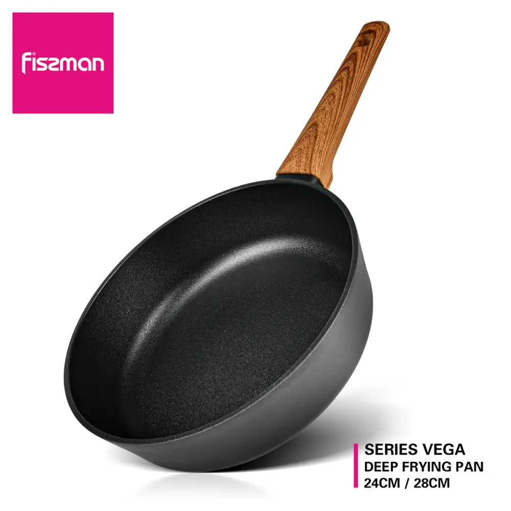 

FISSMAN Deep Frying Pan Nonstick 24/28cm with Durable Black Marble Coating Cookware For Dishwasher Induction Cooker -VEGA