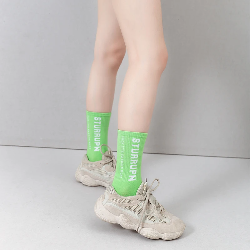 3 Pairs/Box Simple Letter Stockings Cotton Streetwear Harajuku Soft Sturrupn Breathable Funny Long Gift for Men Women Socks Pack