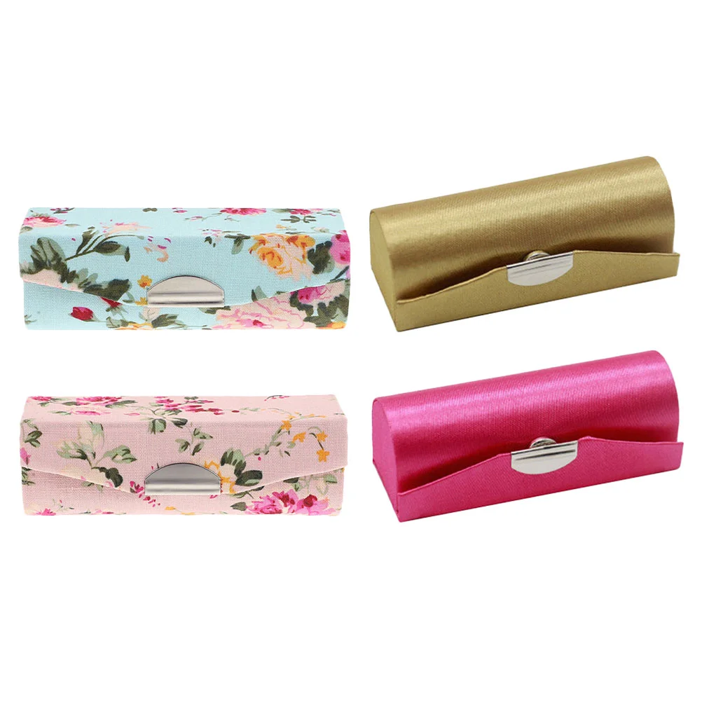 

4Pcs Lipstick Cases Retro Style Embroidered Lipstick Storage Cases with Mirror