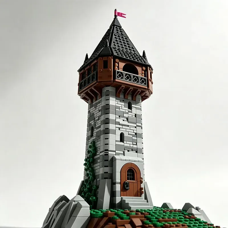 Фото Конструктор MOC: Средневековая башня-замок, набор для сборки из мелких деталей, архитектурная модель для расширения сцены, 1773 детали №2