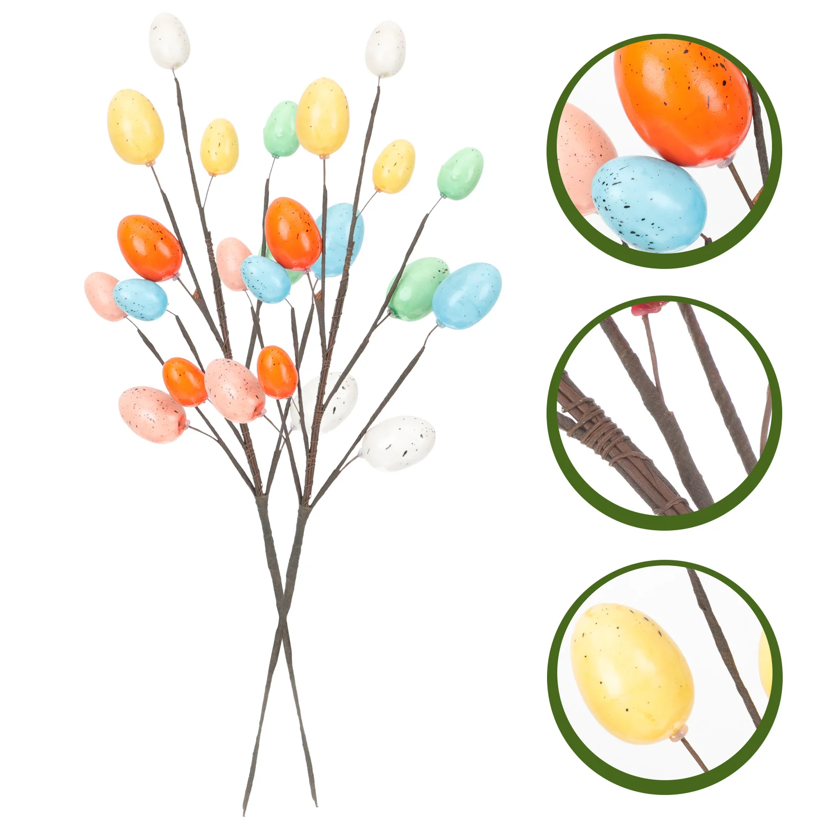 

2pcs Party Vase Filler Decorative Colorful Artificial DIY Egg Branch Simulated Egg Branch Fake Egg Branches