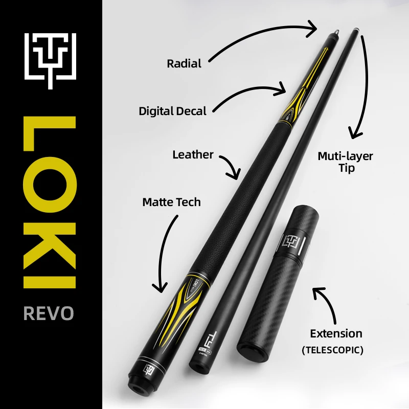 TY Billiard Loki Revo Series 2-го поколения Бильярдный кий из углеродного волокна Технический вал Бильярдный кий 12,5 мм Кожаный WrapTaco De Billar 2025 (art.: 3920cccc7bee6) - 3920cccc7bee6