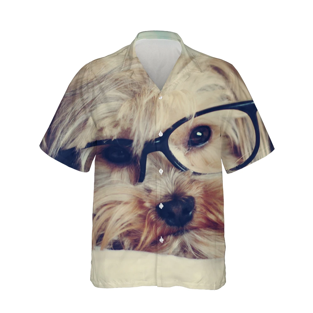 Jumeast 3d Funny Dogs Printed Hawaiian Short Sleeve Shirt Men Street Style Trendy Animals Shirts for Men Casual Loose Tops S-5XL