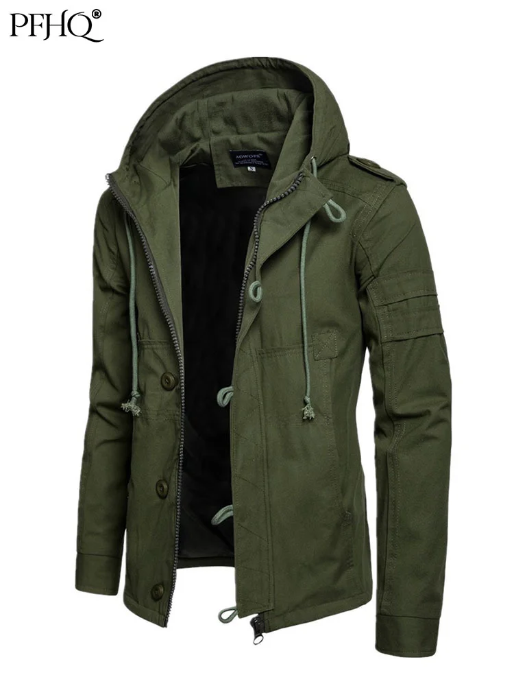 

PFHQ Spring Autumn New Mature Mens Hoodies Cotton Jacket Fashion Cardigan Outdoor Windbreaker Cool Coat Climbing Clothes 21Q1581