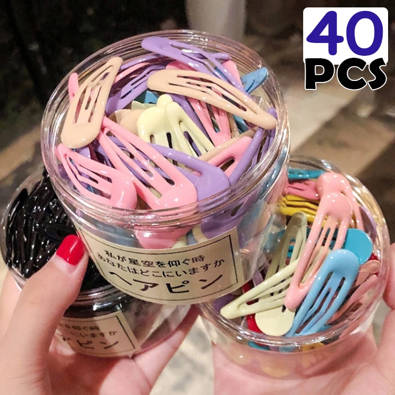 

40Pcs/pack Colors Hair Clips For Women Girls Fashion Solid Kids Hair Accessories Snap Metal Barrettes Hairpins Clip Bobby Pin