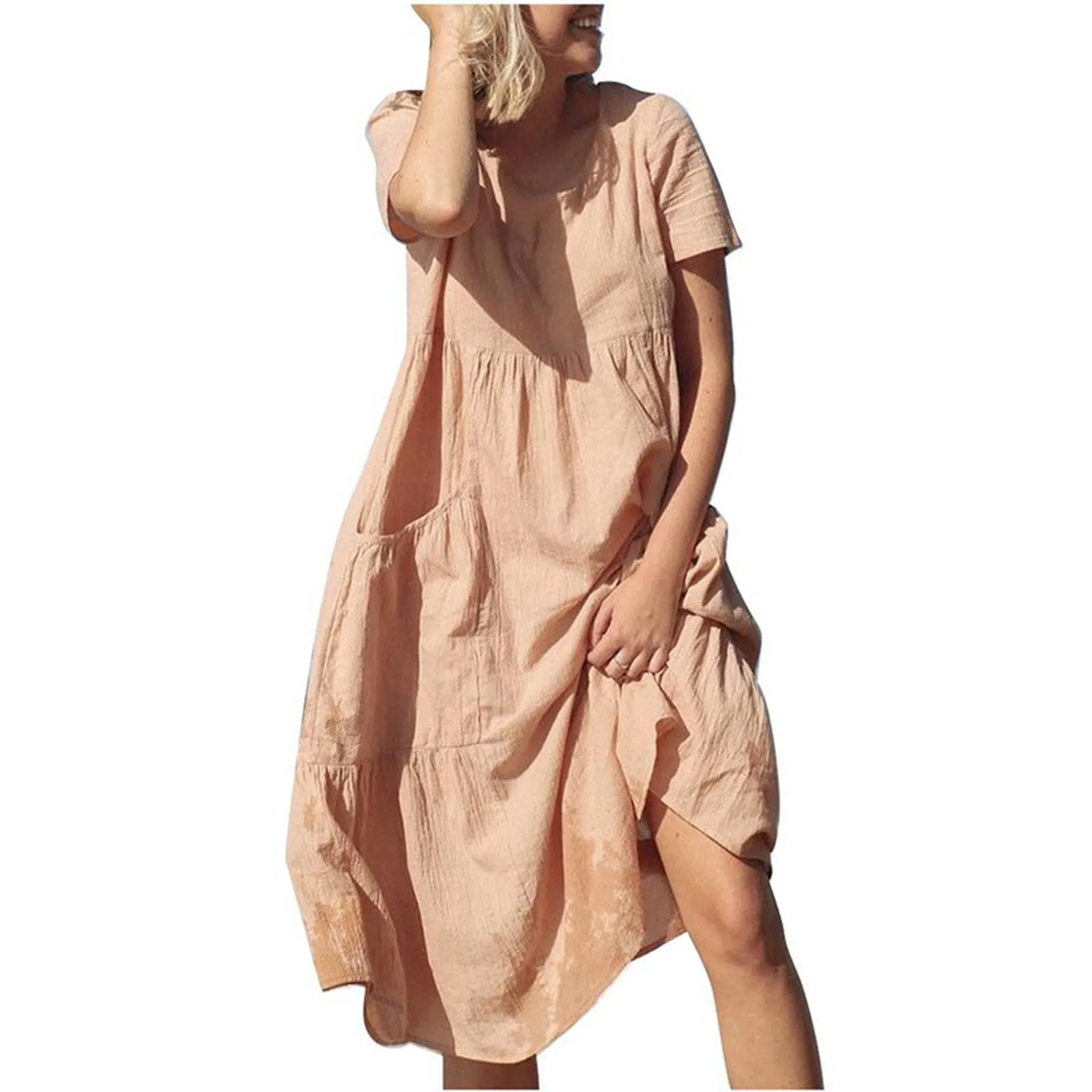 

Women's DressesShort SleeveDating BeachCasual Loose Dress O Neck Fashion dress