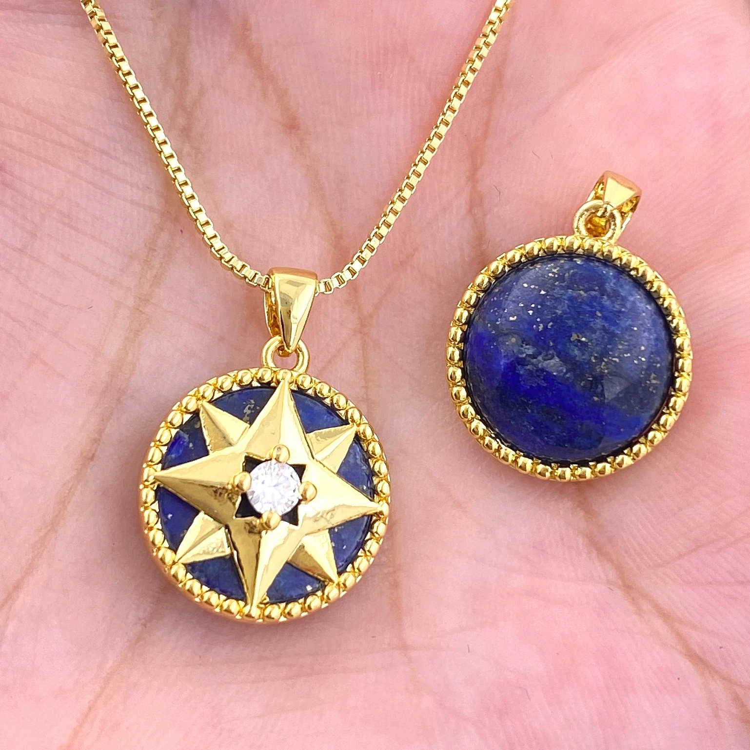 Изящная природа лазурит восемь острых подвесок ожерелья Северная звезда камень