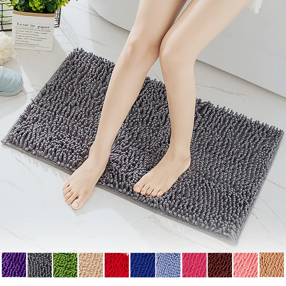 

Коврик для ванной из синели, очень мягкий хорошо Впитывающий Коврик для ванной, нескользящий ворсистый коврик, коврик для машинной стирки, к...