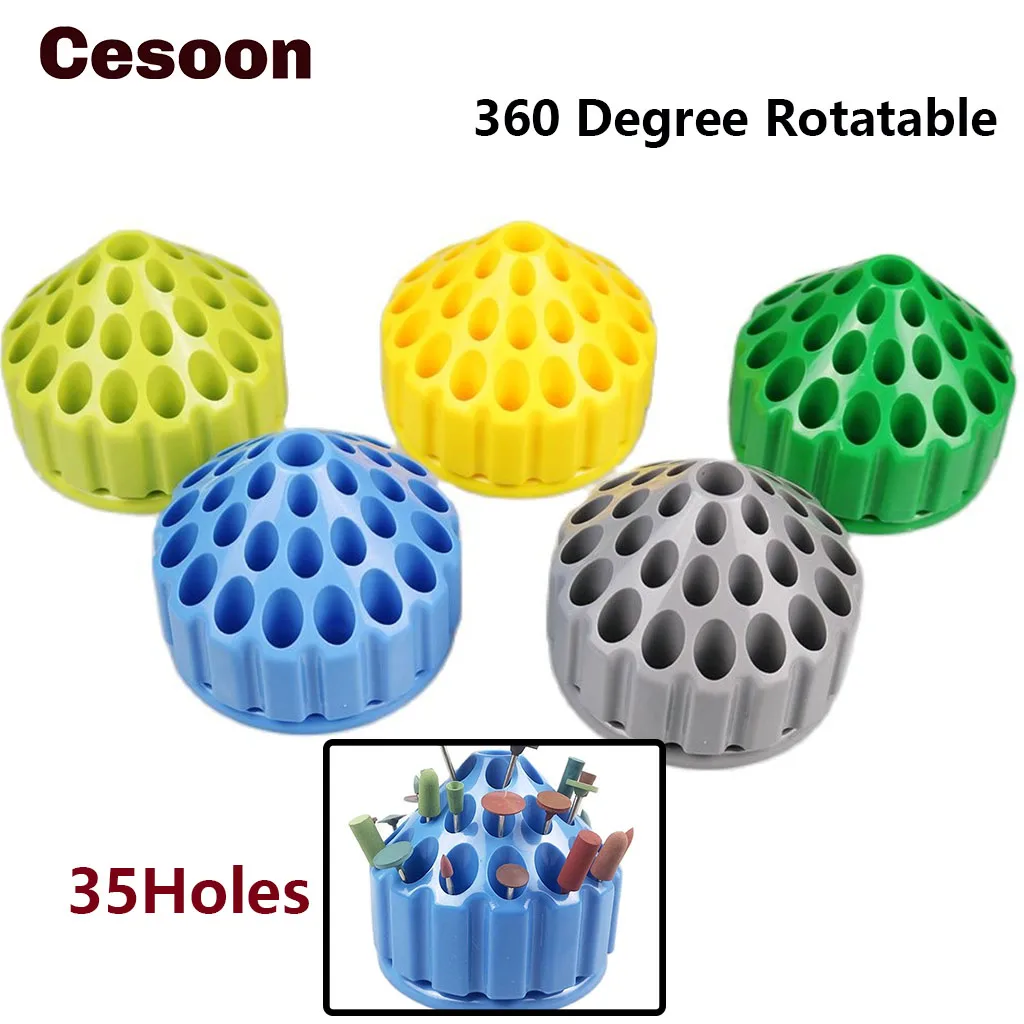 

Коробка для хранения Cesoon, 1 шт., вращающаяся на 360 градусов коробка для хранения с 35 отверстиями, пластиковый держатель для бура, чехол, коробка для полировки ячеек, стоматологический инструмент