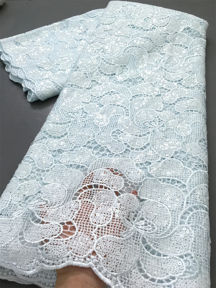 Белая водорастворимая кружевная ткань африканский гипюровый шнур с блестками