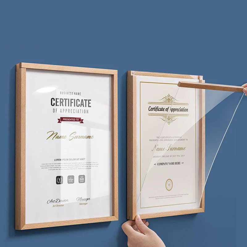 

Магнитная настенная панель для Honor Sign, держатель для магазина, офиса, школы, древесины бука, акриловая рамка для картины, A4, A5