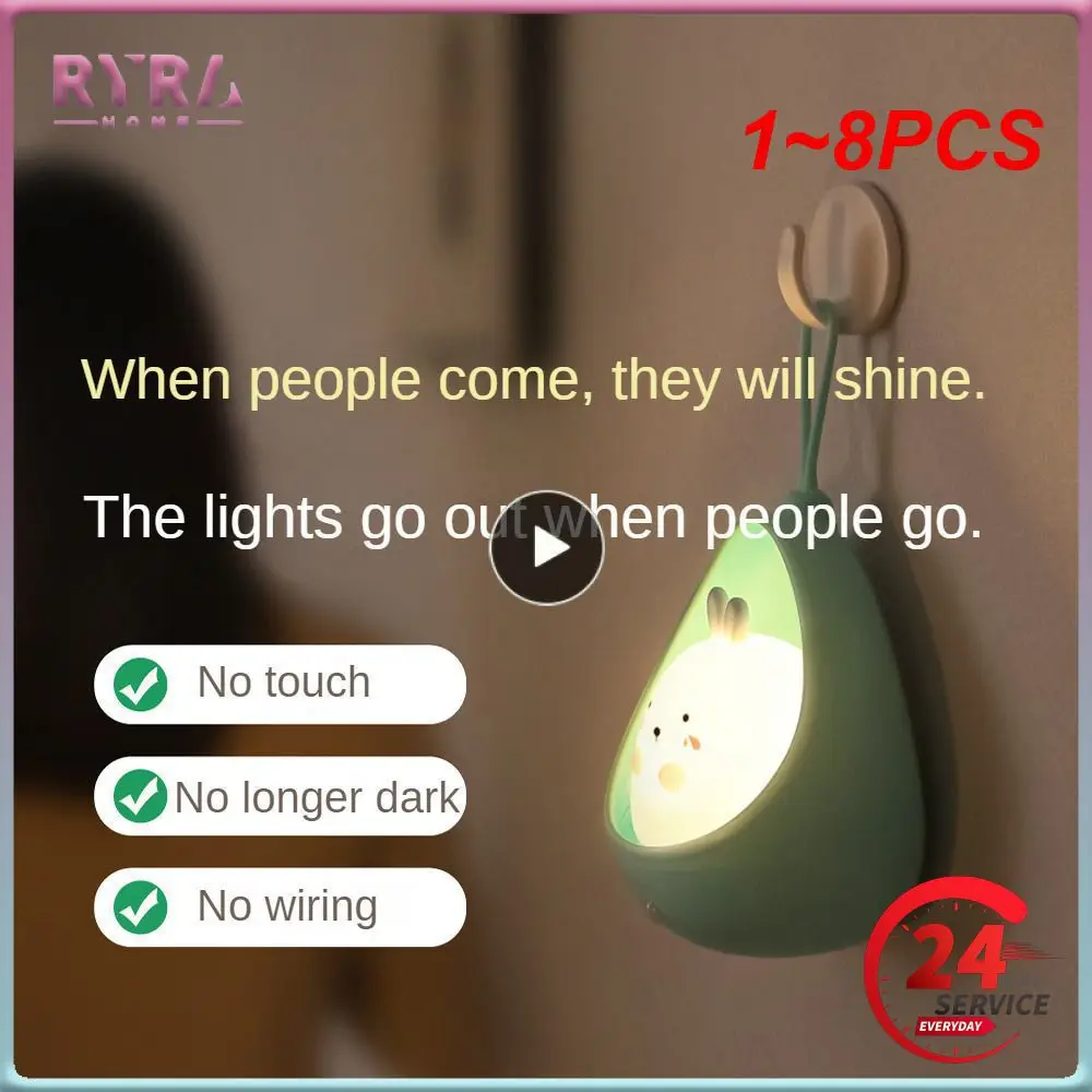 

1~8PCS New Led Night Light Human Body Induction Light Usb Charging Home Decoration Bedside Creative Pendant Silicone Wall Light