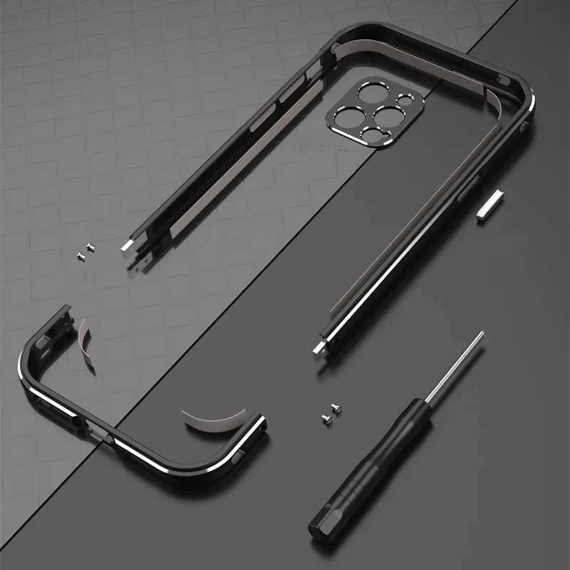 

Metal frame case for iPhone 12 /12 Pro/12 Pro Max/12Mini Aluminum metal bumper Frame Slim Cover phone case+ carmera Protector