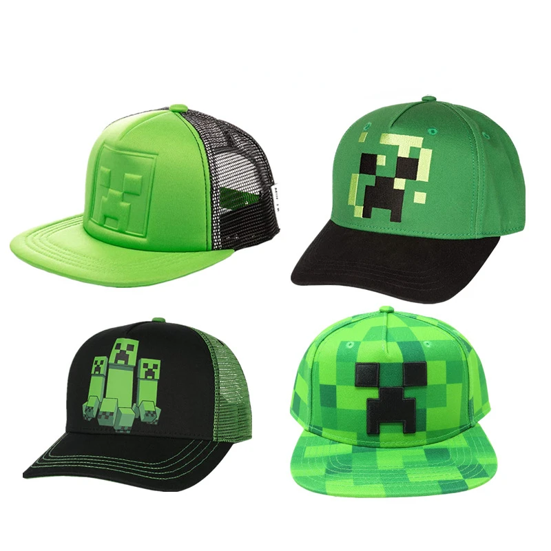 

New Mining Pixel game peripheral hat sun hat creeper steve hat children summer net hat birthday toy gift