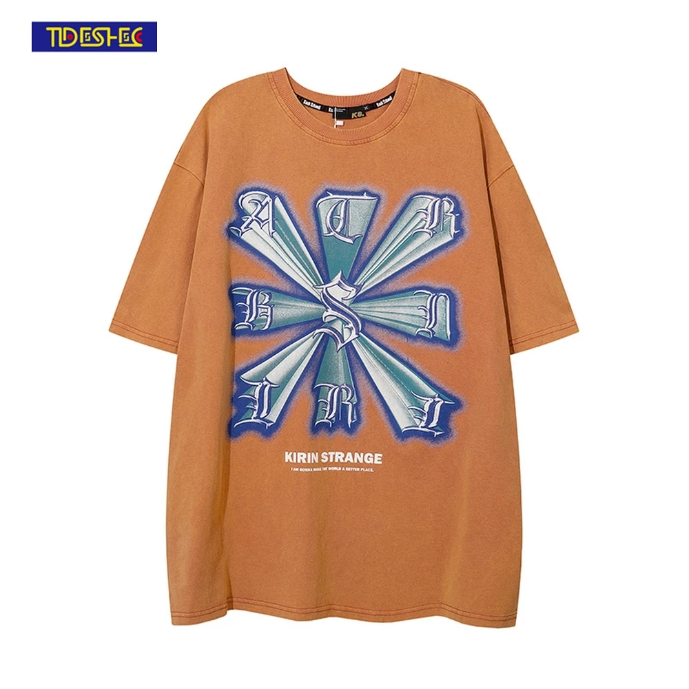 

Футболка TIDESHEC мужская с принтом снежинок, винтажная хлопковая тенниска в стиле хип-хоп с принтом надписи, с эффектом потертости, графическа...