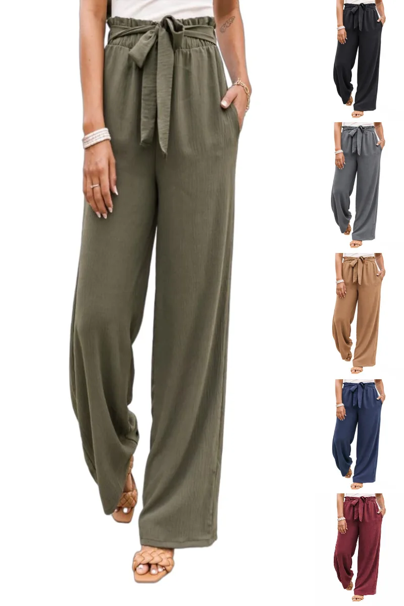 

2023 Europe and the United States new loose type micro wide leg pants with belt urban casual pants