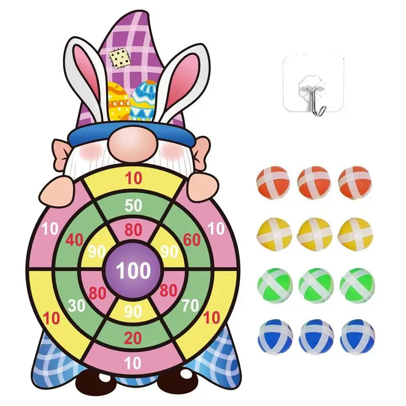

Sticky Ball Dart Board Target Sports Game Toys Large Gnome Dart Board with 9 Sticky Ball for Kids Outdoor Party Toys Easter Gift