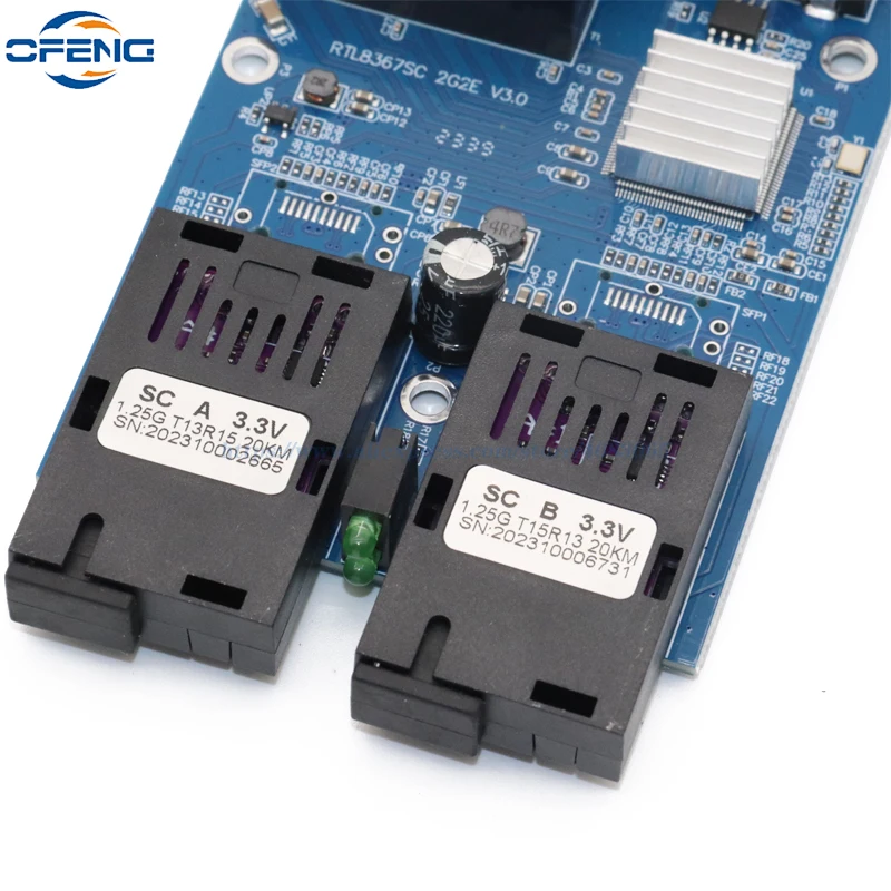Ethernet-Волоконный коммутатор Gigabit 2 RJ45 UTP SC волоконно-оптический медиа-конвертер 2SC